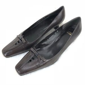 Stuart Weitzman dark brown leather jacket pumps